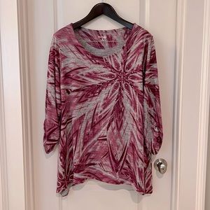 Kim Rogers pink and gray blouse, size 2X